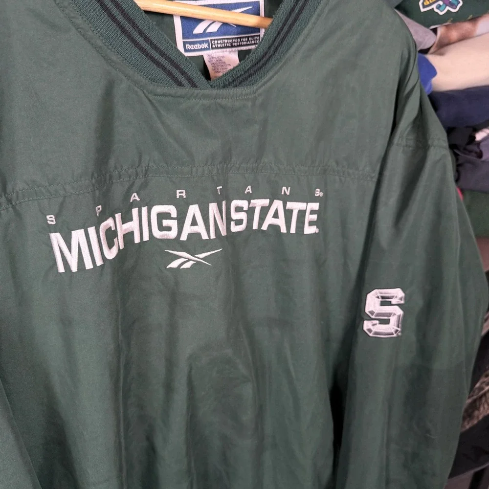 Reebok Michigan State Spartans Green‎ Pullover Windbreaker Jacket XL